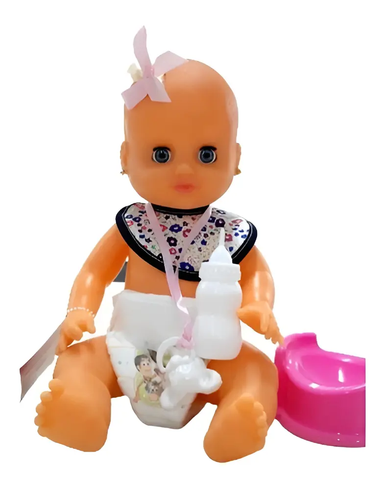 Mi bebè con mamadera y pelela